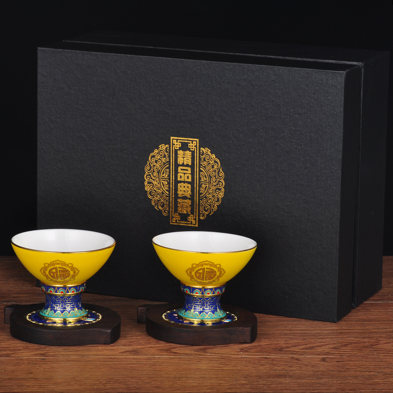 骨瓷福杯一对福杯茶杯主人杯套装