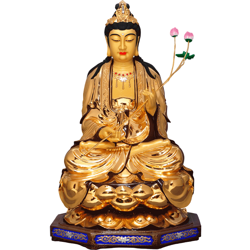 全铜鎏金菩萨供奉西方三圣佛像