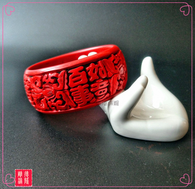 漆器收藏升值款式结婚礼物生日礼品雕漆手工雕刻百事如意吉祥手镯