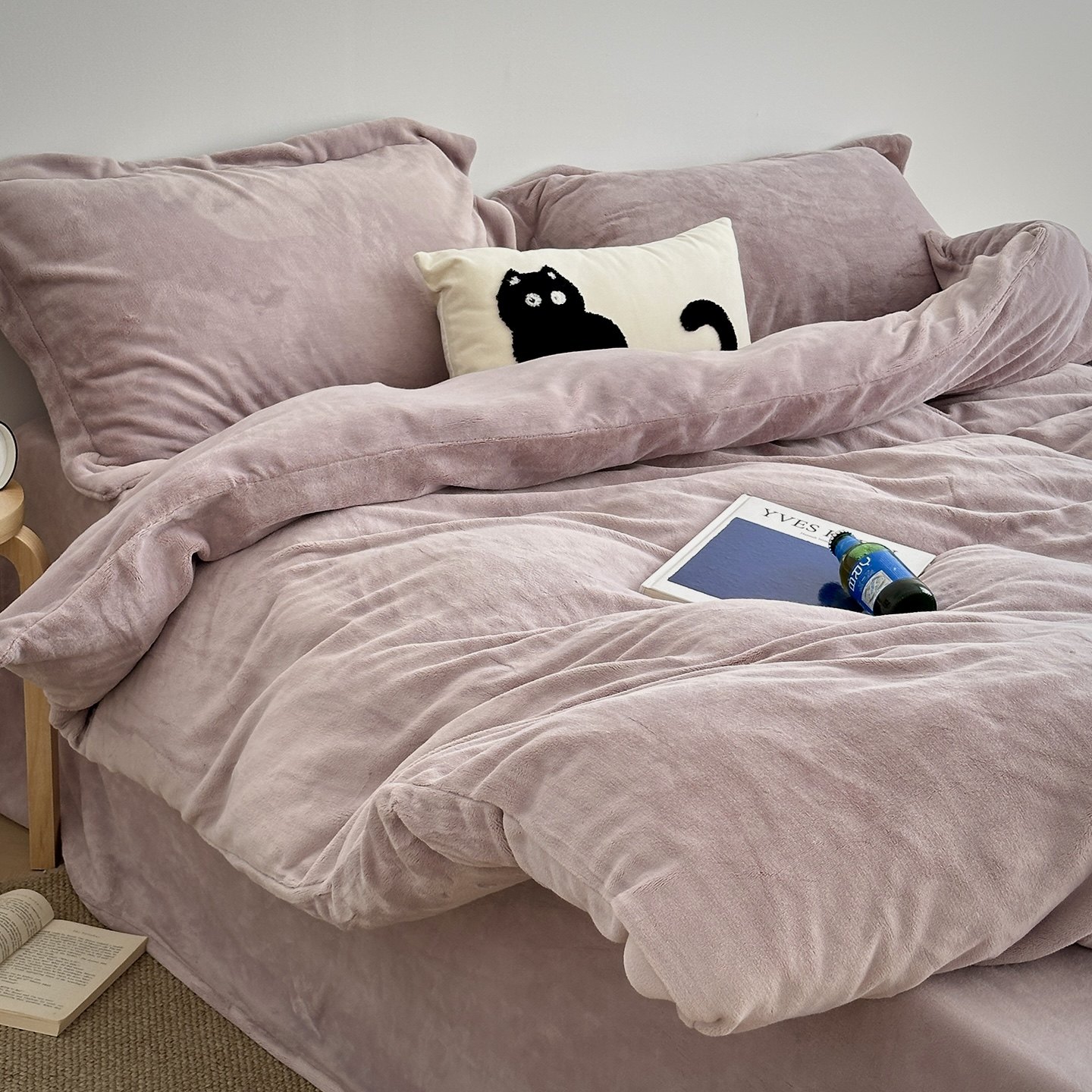 加厚10斤重牛奶绒四件套冬季珊瑚绒被套纯色双面绒被罩法兰绒床品
