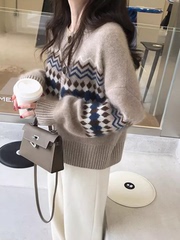 100纯山羊绒开衫女2025年新款慵懒宽松加厚针织外套长袖毛衣韩版