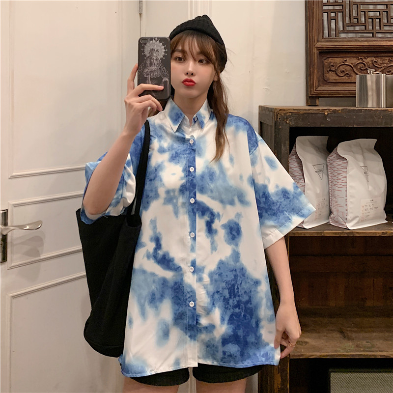 Real shot early spring new shirt for women loose and thin, versatile, Korean shirt fashion summer short sleeve