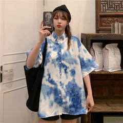 Real shot early spring new shirt for women loose and thin, versatile, Korean shirt fashion summer short sleeve