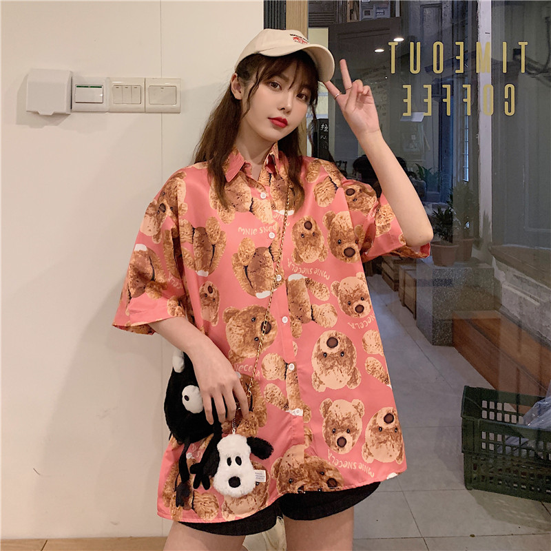 Real shot early spring new shirt for women loose and thin, versatile, Korean shirt fashion summer short sleeve