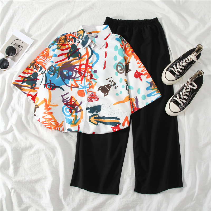 2021 real shot summer Capris short sleeve fashion sports suit girl student t