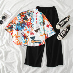 2021 real shot summer Capris short sleeve fashion sports suit girl student t