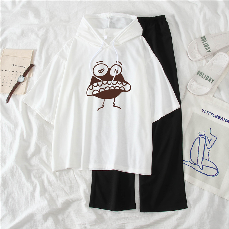 2021 real shot summer fattening plus size women's fat mm fat sister slim Capris short sleeve two piece suit