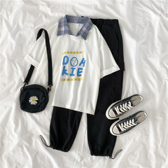 Real shot summer plus plus size women's dress fat sister slim Capris short sleeve two piece suit