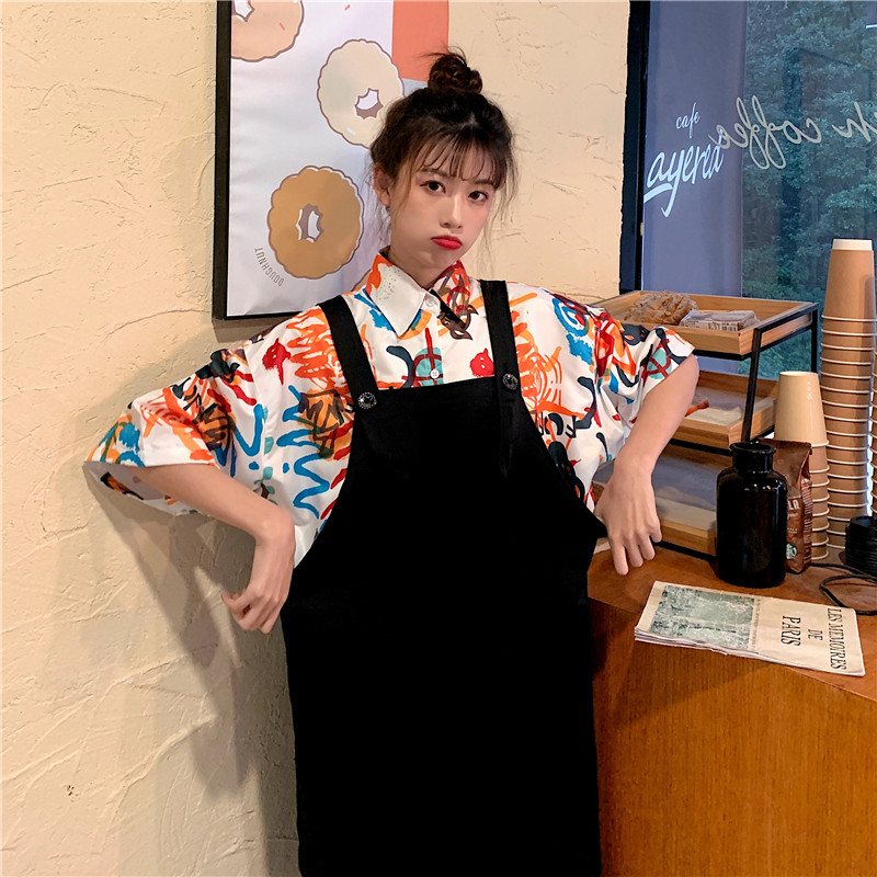 Real photo shirt T + two piece dress with strap and skirt