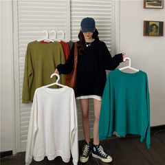 Real shot spring loose thin casual loose long sleeve women's large size women's wear slim Top Shirt