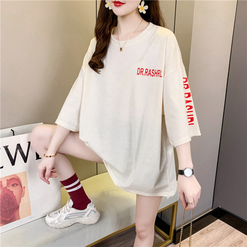 2021 real shot fashion summer fattening plus size women's clothing 200 Jin fat mm fat sister slim top short sleeve T-shirt