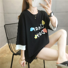 實拍潮夏季加肥加大碼女裝胖胖妹妹顯瘦上衣短袖恤