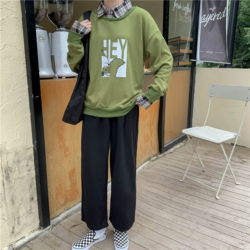 2021 shooting ~ spring clothes loose long sleeve thin casual suit women's two piece set long sleeve women's Capris look thin