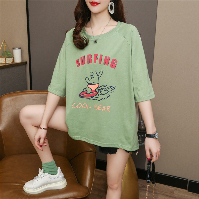 Real shot fashion summer plus plus size women's dress Jin Pang Mei Mei xianshou T-shirt short sleeve T-shirt