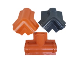 合成树脂瓦T型三通灰色塑料Y型三通脊梁接口转角连接琉璃瓦屋面瓦