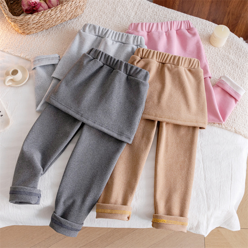 2025秋冬新款洋气女童裙裤假两件儿童女宝双面德绒裤子打底裤外穿