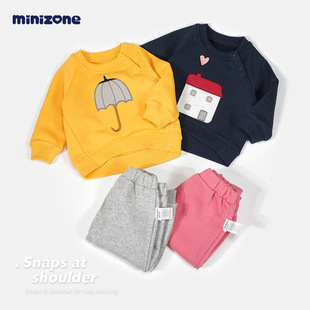 3岁新款 minizone婴儿套装 男宝宝抓绒女运动卫衣衣服秋冬保暖0