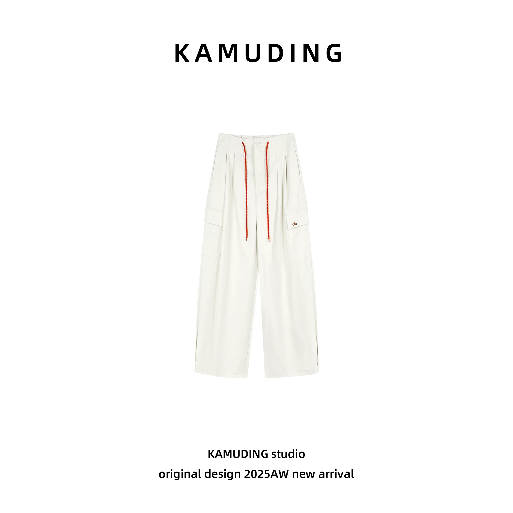 KAMUDING2025新款A19时尚直筒高腰抽绳休闲裤25269