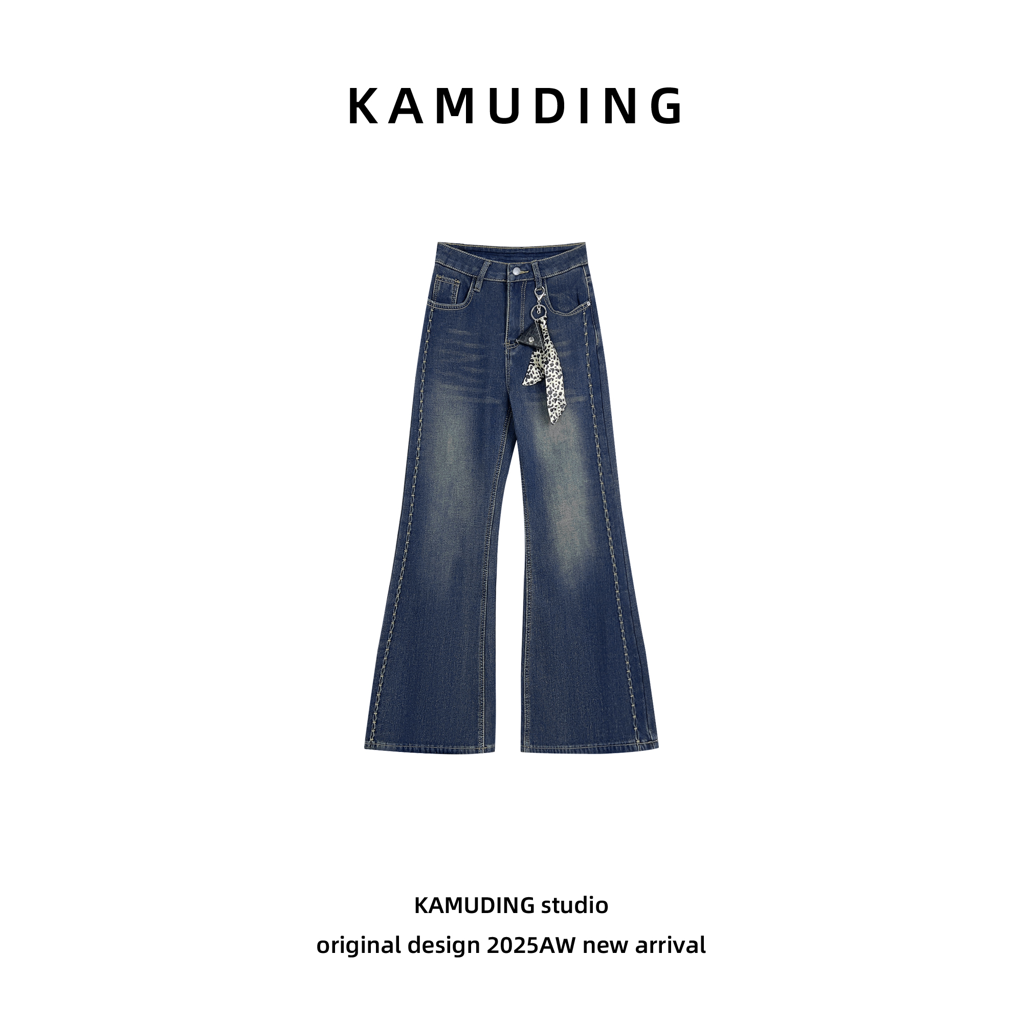 KAMUDING2025新款A36港风摩登气质潮流时髦小众微喇牛仔裤25530