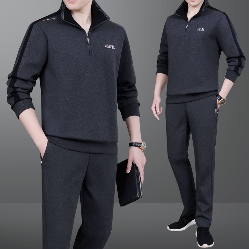 中老年父亲运动套装男士秋季宽松卫衣休闲服50多岁爸爸外套两件套