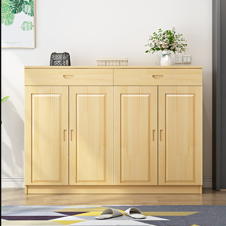 百叶透气实木鞋柜家用门口大容量多功能组合储物柜两门三门门厅柜