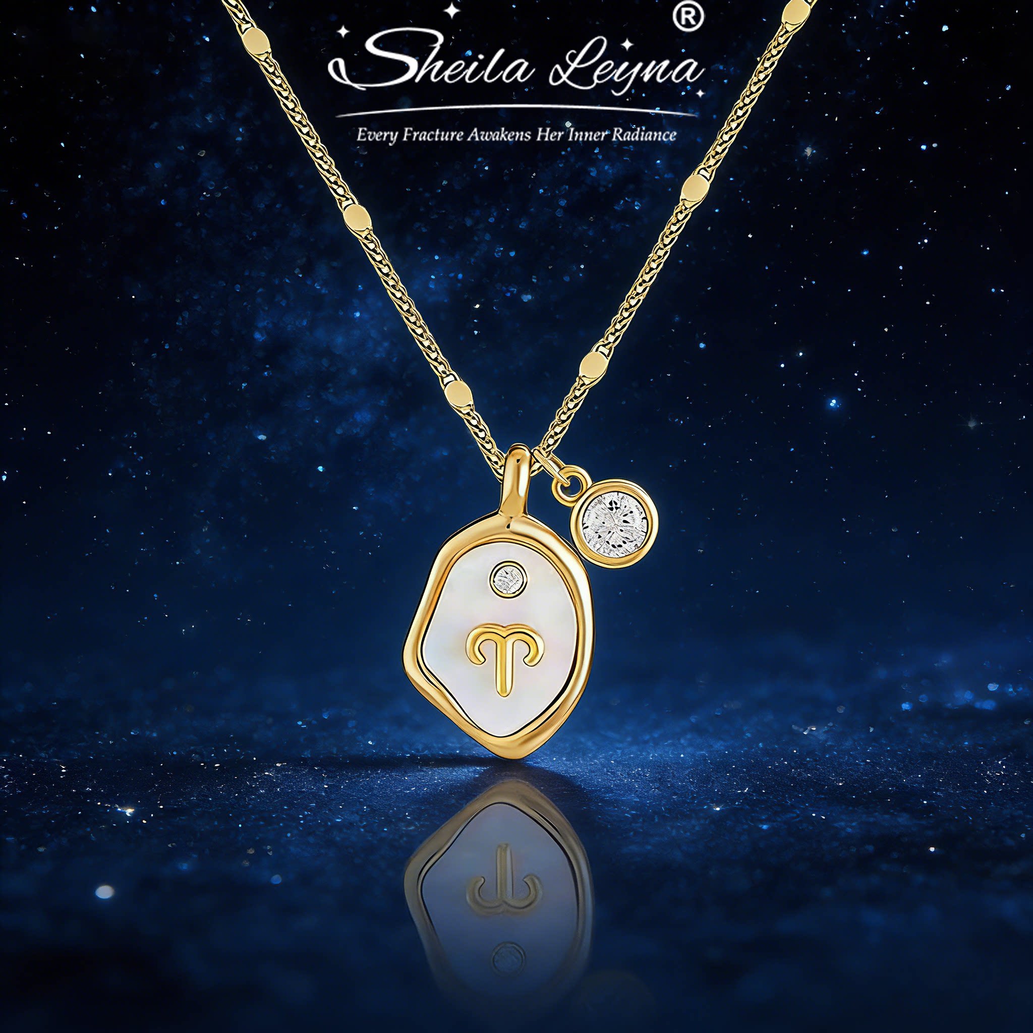 十二星座系列小众设计百搭项链贝母生辰石首饰生日吊坠白羊座颈链