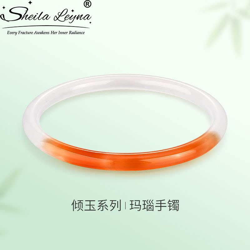 SHEILA LEYNA素玉玉髓半橘手镯细圆条镯子女款气质简约显白送女友