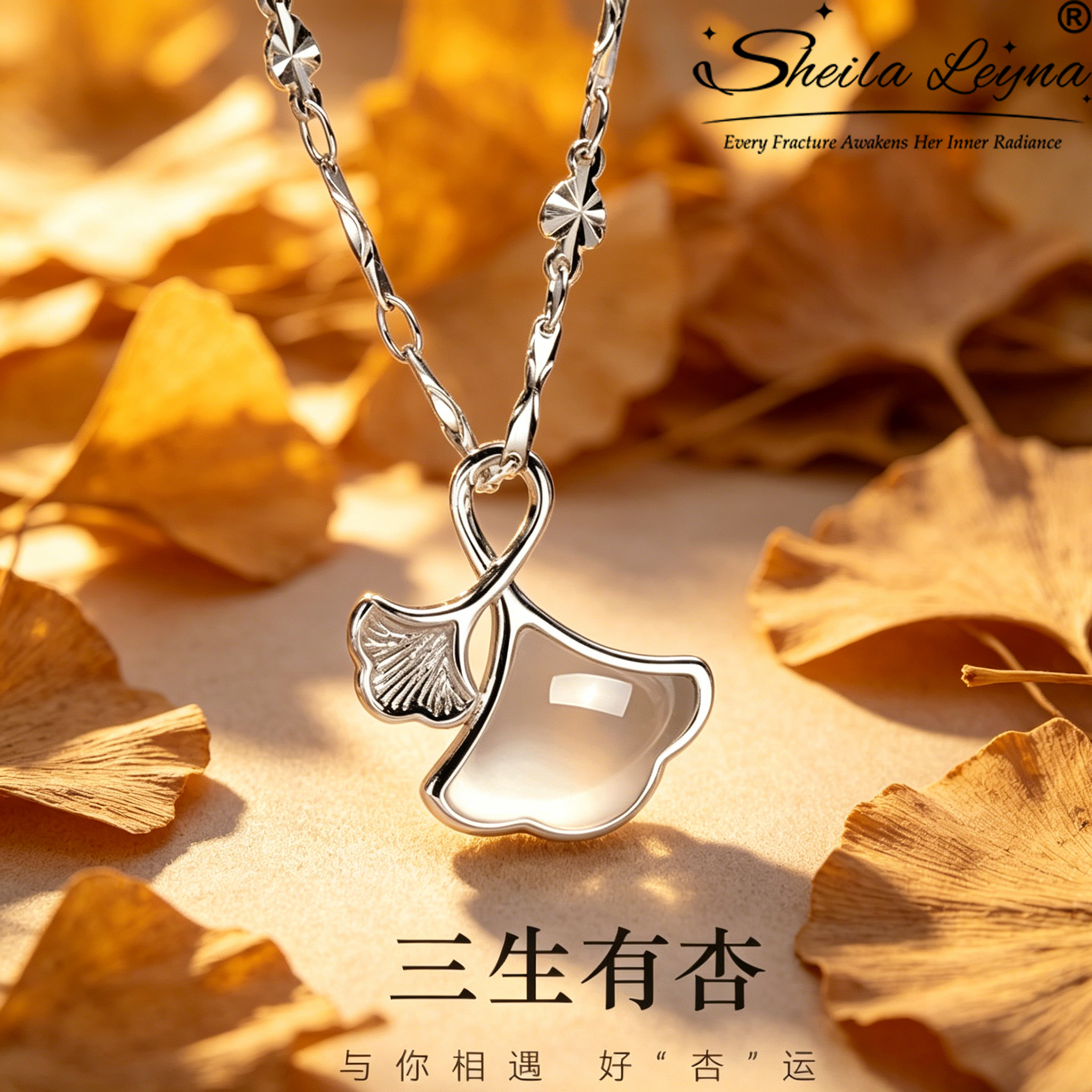 SHEILA LEYNA三生有幸银杏叶项链女生正品轻奢小众送女友生日礼物