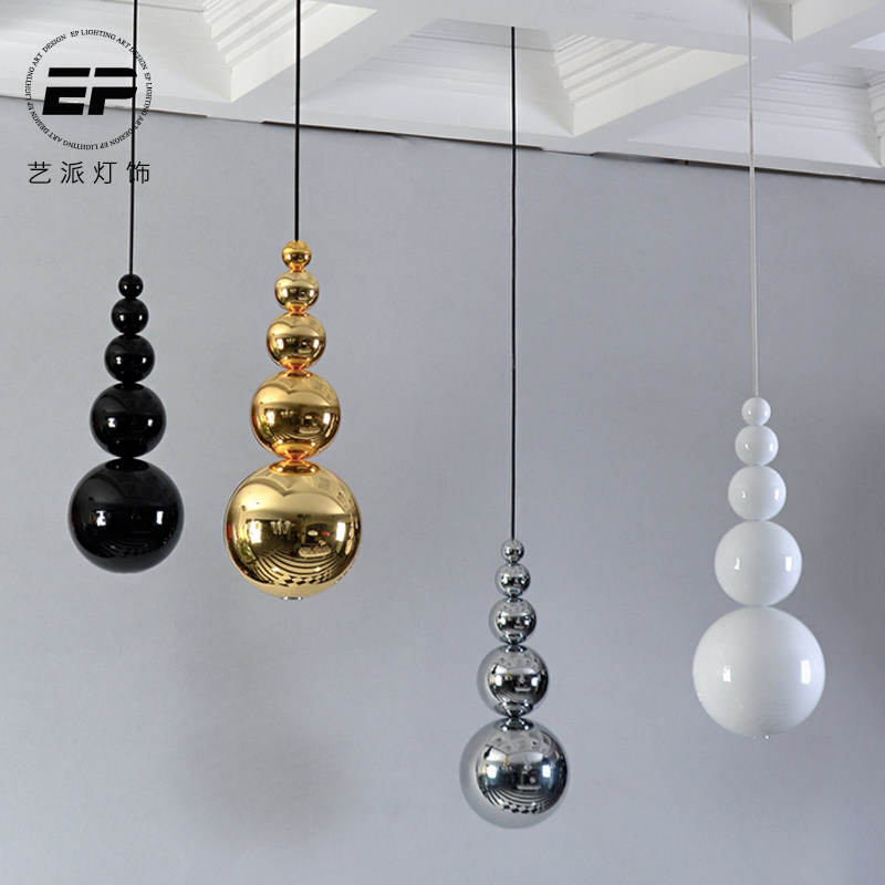 现代简约性冷淡风格ins网红酒店个性时尚餐厅酒吧台项链珠子吊灯