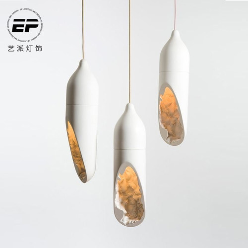 后现代风床头橱窗白色树脂吊灯