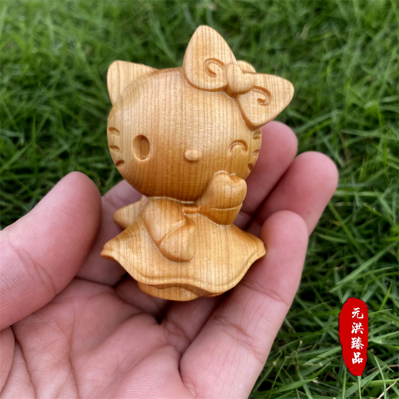 崖柏木雕傲娇猫咪桌面木制实木雕刻去有风的地方大麦同款可爱小猫