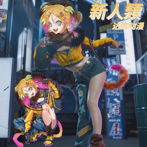 达达动漫初音未来镜音铃新人类cosplay服装女装牛仔套装