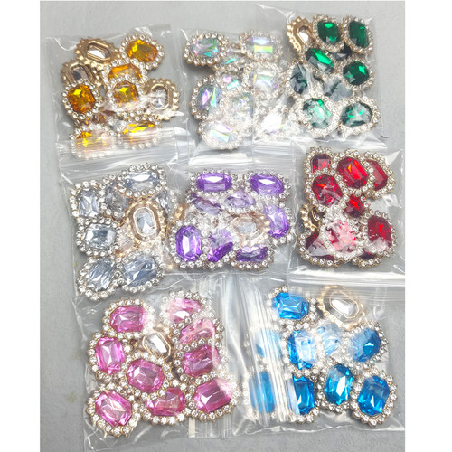 diy方形手工合金宝石花心