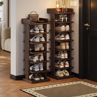 实木窄鞋架小型入户门口多层家用置物架简易结实耐用鞋子收纳神器