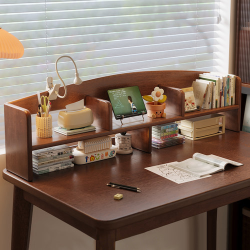 全实木书架桌面置物架多层