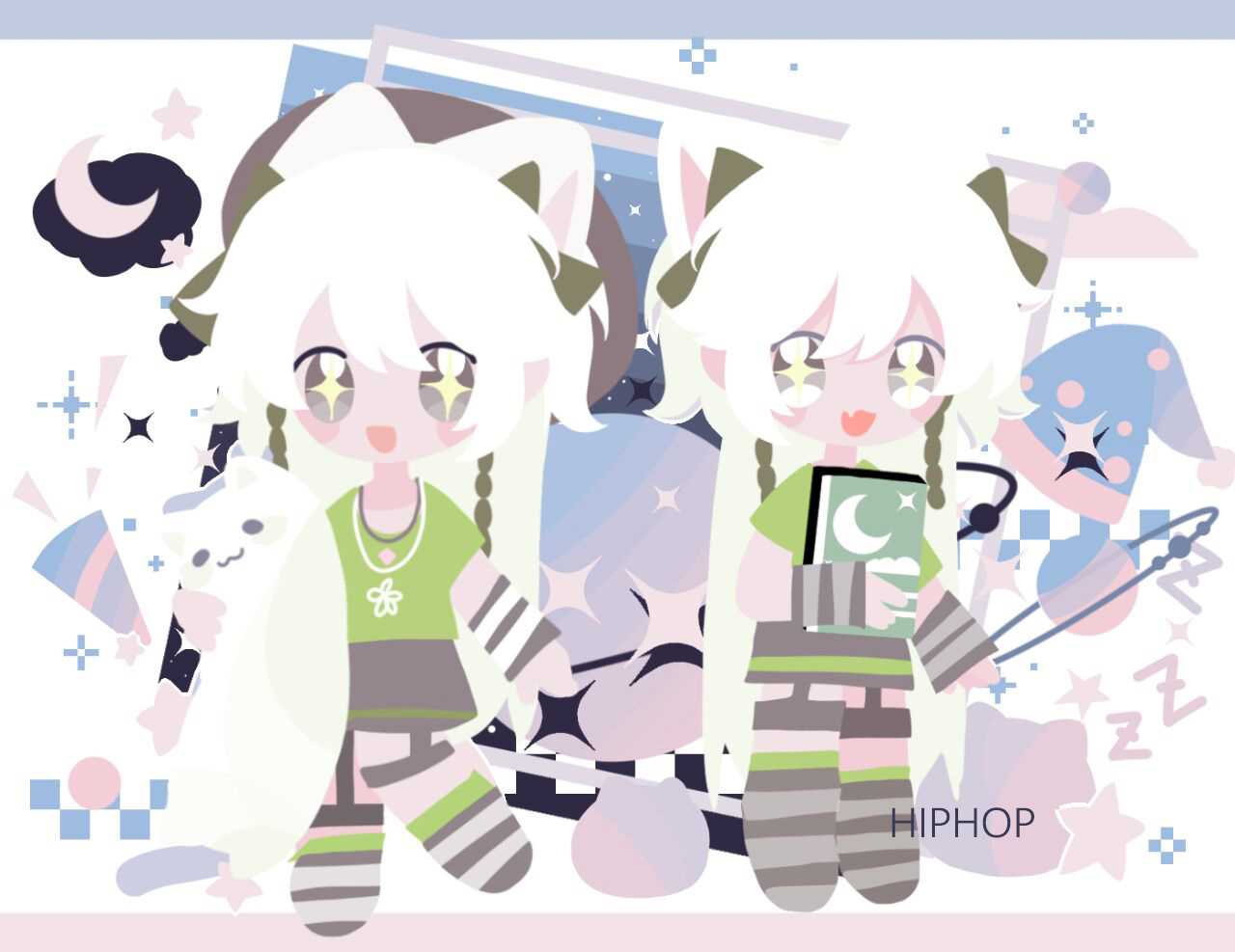 色块约稿头像全身模板双人人设定制动漫卡通同人q版白菜价