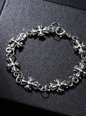 新款跨境新品哥特式十字架男士合金手链复古高品质街头暗黑风手链