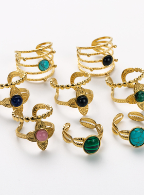 欧美复古钛钢开口戒指