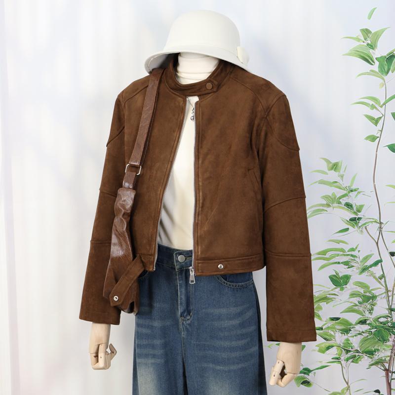 短款宽松显瘦秋冬加绒短夹克复古