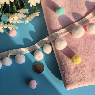 毛球花边杨梅球流苏花边辅料 手工diy花边白色绒球装饰辅料