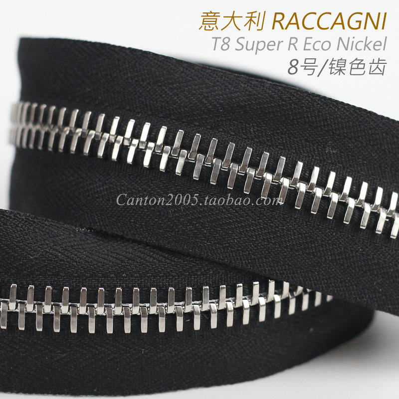 意大利 raccagni 8号 金属拉链 super r t8 #072黑色布 镍色齿