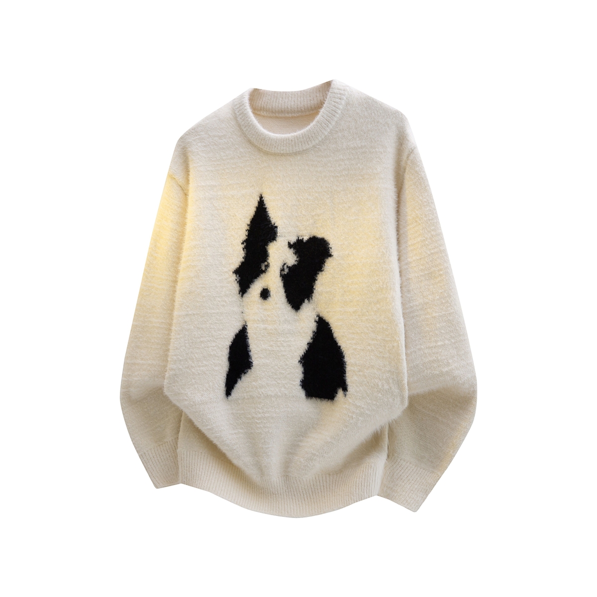 美式卡通小狗套头毛衣男女冬季马海毛圆领针织衫慵懒休闲情侣内搭