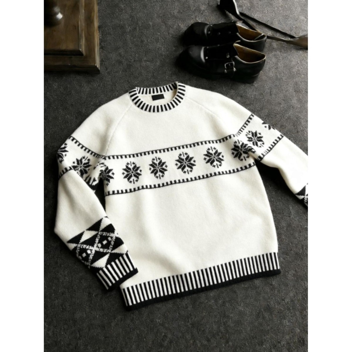 美式覆古撞色提花费尔岛针织衫男女cleanfit情侣毛衣慵懒风外套潮,男装,针织衫/毛衣,淘宝优惠券,粉丝福利购,淘宝优惠卷