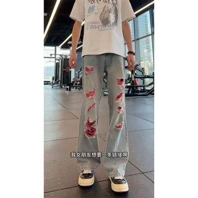 小姐姐全球购EDHARDY重工米珠绣牛仔阔腿裤女款24冬Z045