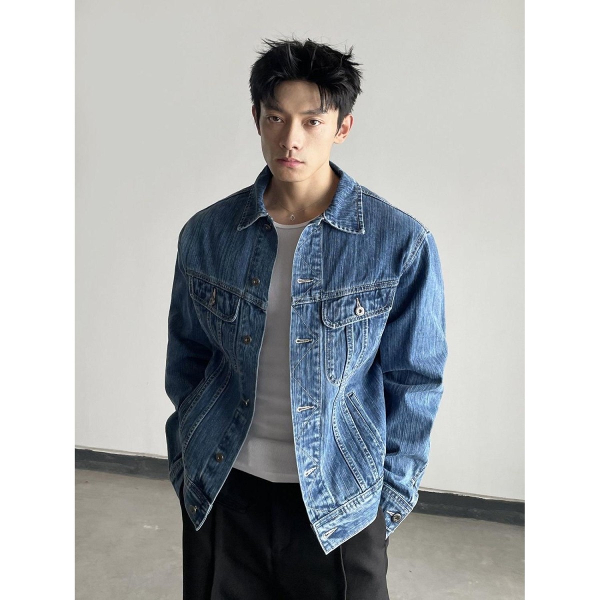DAYNY美式收腰短款廓形牛仔夹克男女款短宽版型休闲百搭解构外套,男装,牛仔外套,淘宝优惠券,粉丝福利购,淘宝优惠卷