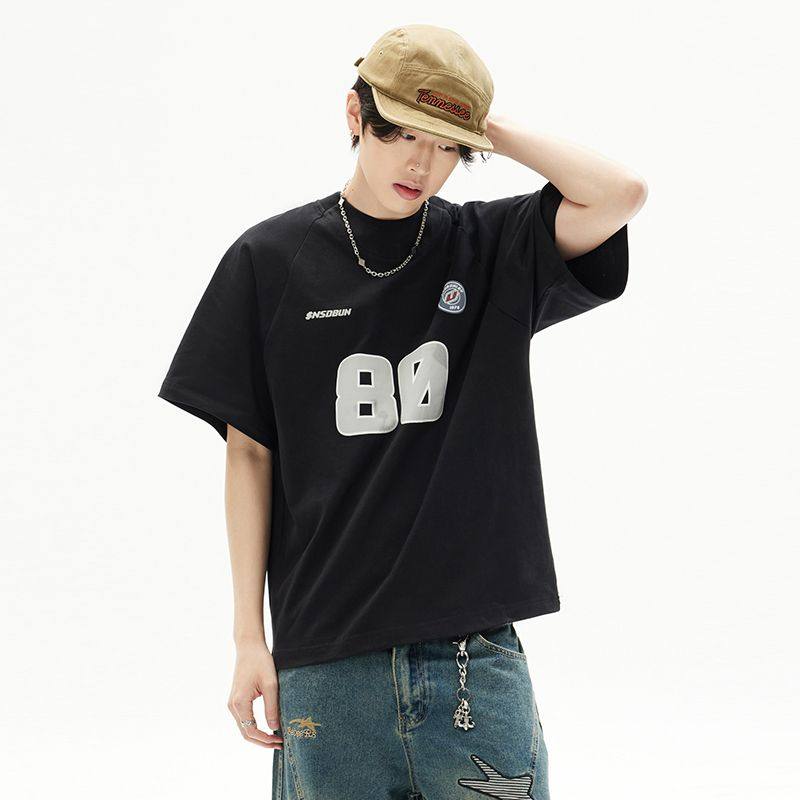 美式复古字母印花短袖t恤女春夏新宽松情侣运动落肩上衣ins男,男装,T恤,淘宝优惠券,粉丝福利购,淘宝优惠卷