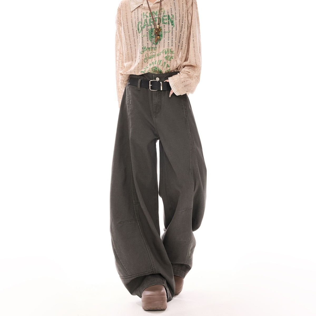 欧美中性弯刀牛仔裤男女春秋新款宽松显瘦韩版潮酷百搭阔腿裤长裤,男装,牛仔裤,淘宝优惠券,粉丝福利购,淘宝优惠卷