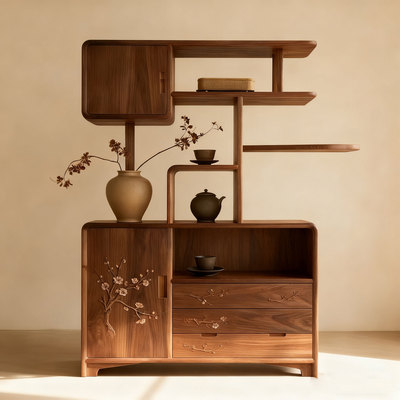 北美黑胡桃实木博古架多宝阁