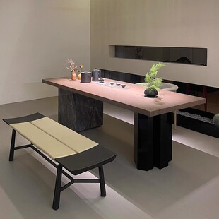 新中式实木茶桌2026新款高端岩板轻奢现代高级感茶台办公室泡茶桌