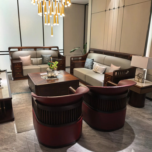 新中式实木沙发禅意简约中国风